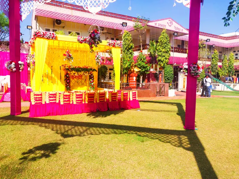 Haldi on the lawn in full yellow glory