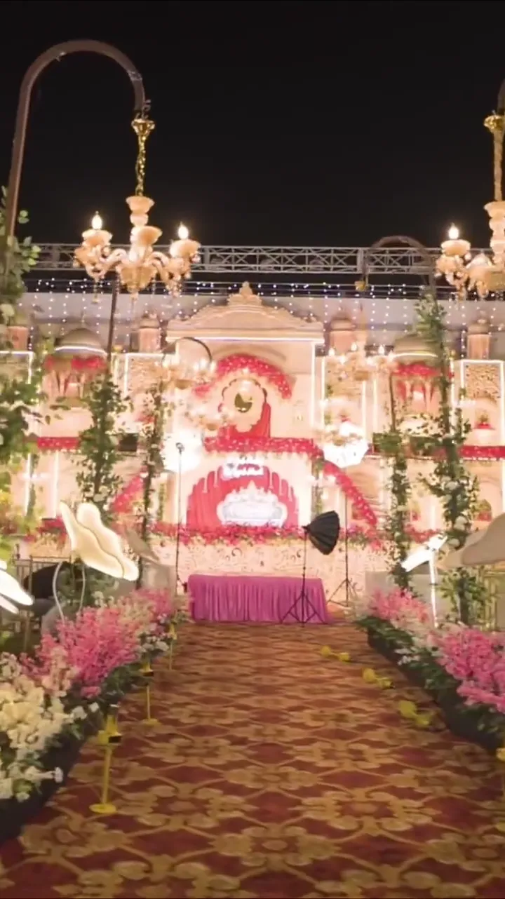 Wedding Stage Lit Up at Night